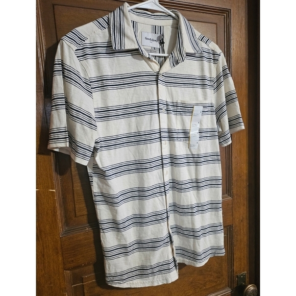 NEW Goodfellow & Co Dog Bone Stripe Button Up Shirt - Picture 4 of 12